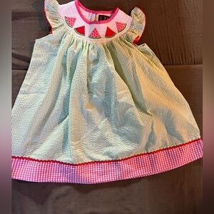 Lil Cactus Smocked Watermelon Dress with Pink and Green
